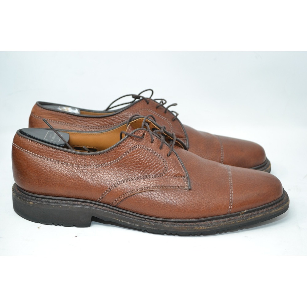 ALLEN EDMONDS Becker BROWN Pebbled Leather Lace Shoes Mens 9‎ D Cap Toe Oxford
